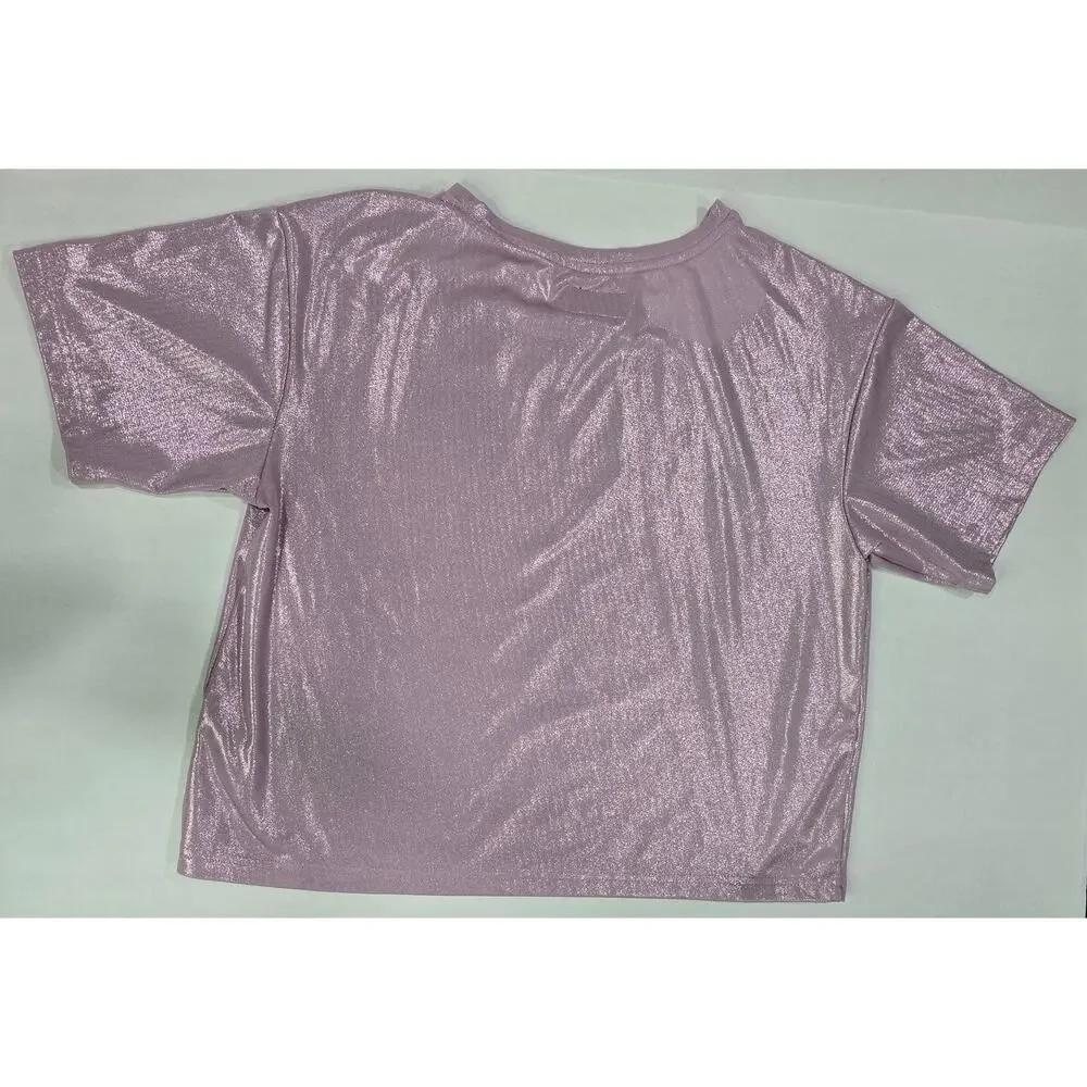 Converse Metallic Pink Shimmer Tee Youth XL Oversized Top (Can fit Woman's M/L)